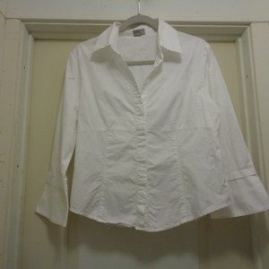 HIDDEN FLOWERS COTTAGECORE FARM WHITE BLOUSE M